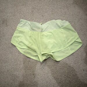 Greenish-yellow lululemon speed up short size 4.